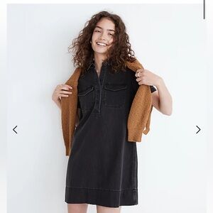 Madewell Denim Short-Sleeve Popover Shirtdress in Lunar Wash size M